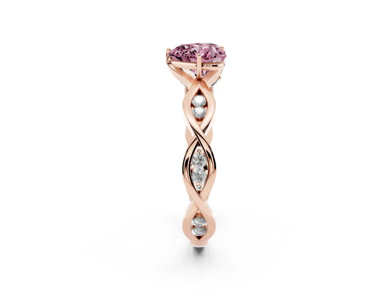 Heart-Shaped Twisted Infinity Engagement Ring Setting for a Fancy Pink Lab-Grown Diamond | Rose Gold