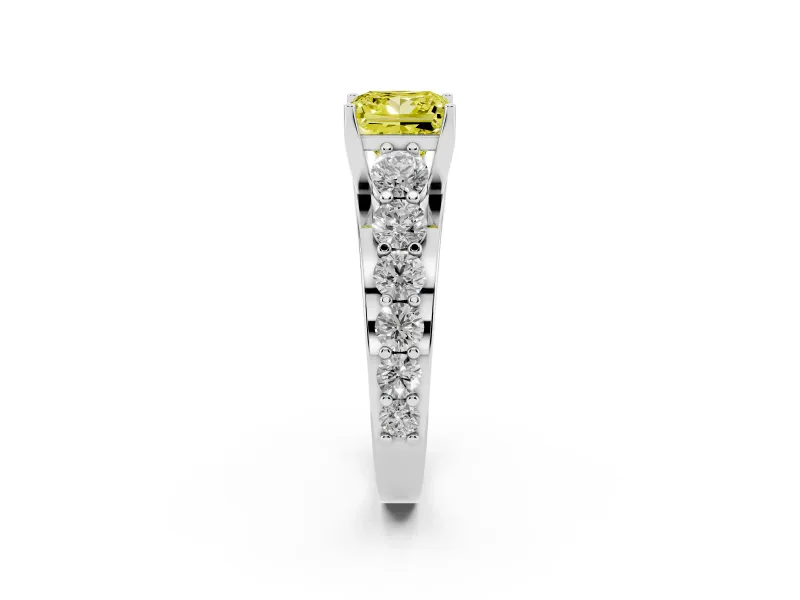 Princess Cut Engagement Ring Setting for a Fancy Yellow Lab-Grown Diamond | White Gold - Design NV-24645