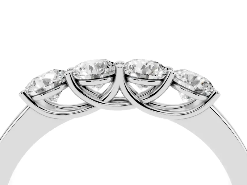 Round Diamond Four-Stone Band Set in White gold with Prong Setting