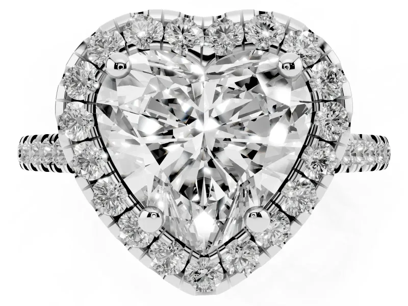 Heart-Shaped Halo Engagement Ring Setting | Tapered Band | White Gold
