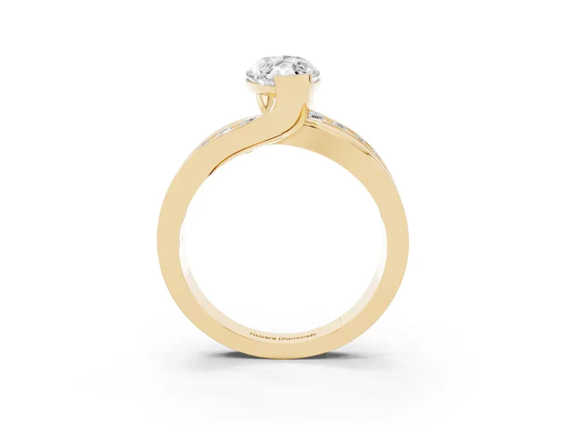 Marquise Graduated Channel Bypass Engagement Ring Setting | Split Shank | Yellow Gold