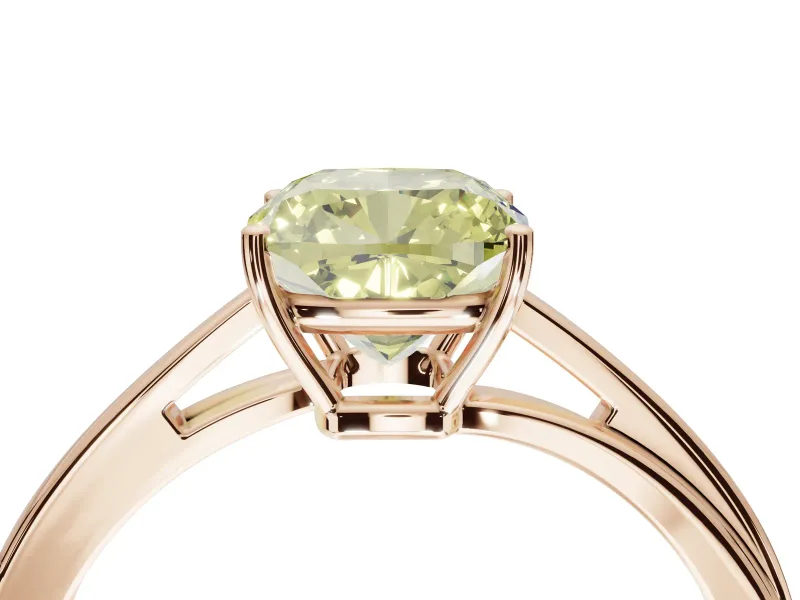 Cushion Cut Bypass Solitaire Engagement Ring Setting for a Fancy Yellow Lab-Grown Diamond | Rose Gold