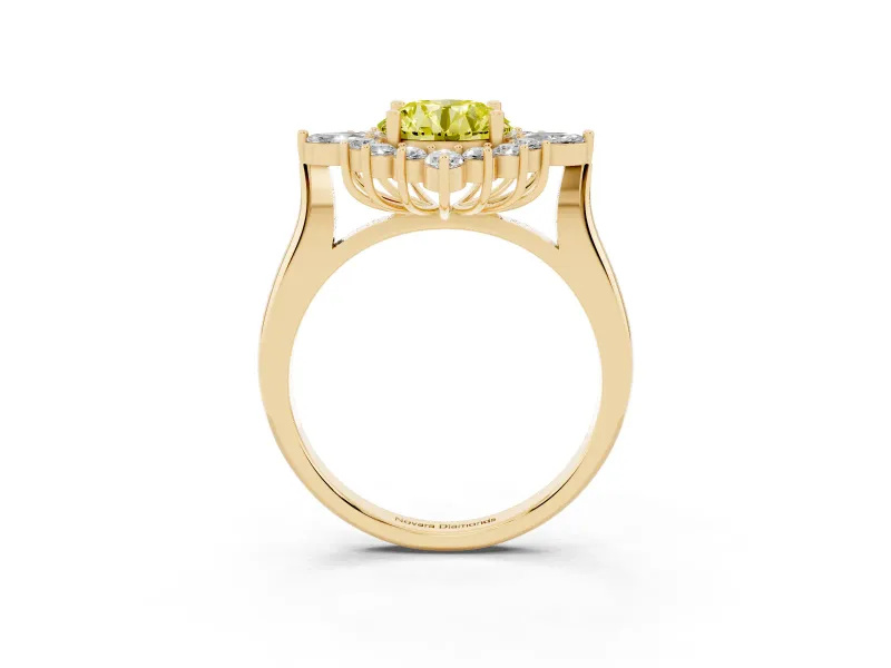 Round Engagement Ring Setting for a Fancy Yellow Lab-Grown Diamond | Yellow Gold - Design NV-24790