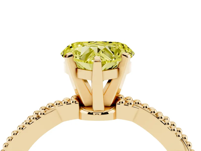 Heart-Shaped Twisted Engagement Ring Setting for a Fancy Yellow Lab-Grown Diamond | Beaded Twist | Yellow Gold