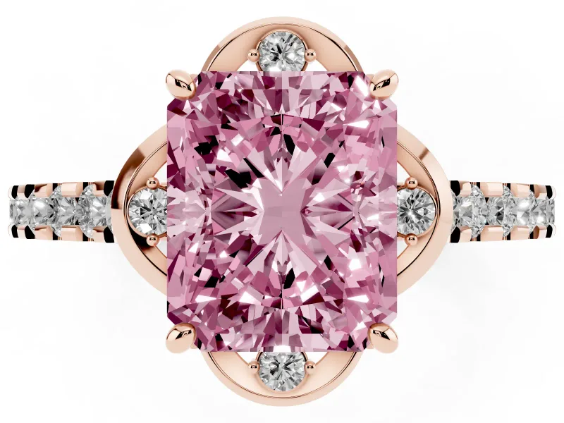 Radiant Cut Floral Petal Engagement Ring Setting for a Fancy Pink Lab-Grown Diamond | Petal Accents | Rose Gold