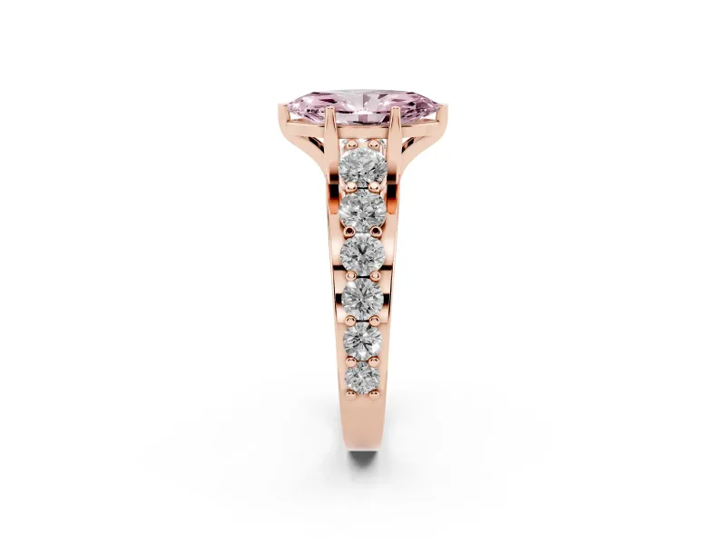Marquise Graduated Engagement Ring Setting for a Fancy Pink Lab-Grown Diamond | Rose Gold