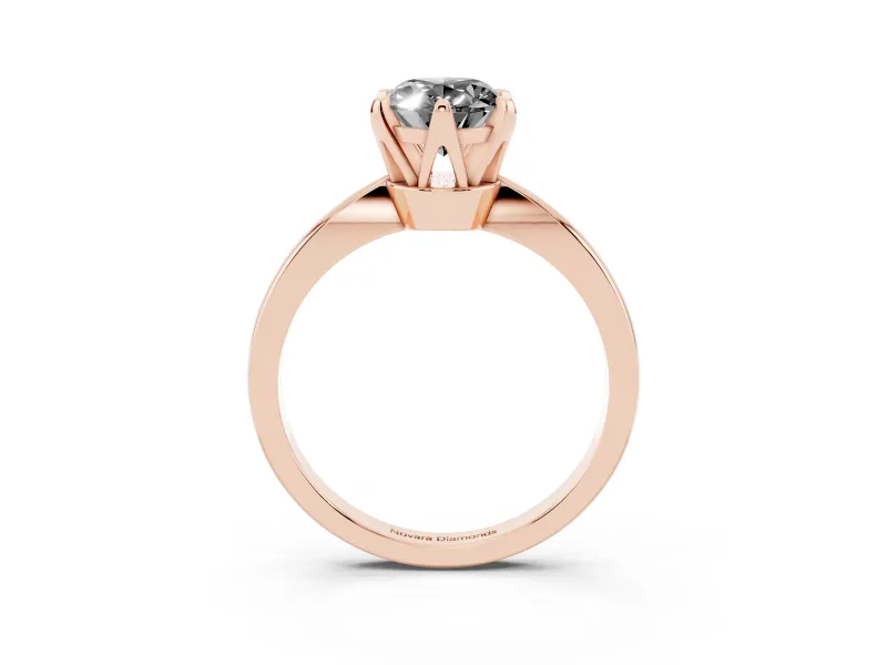 Oval Tapered Solitaire Engagement Ring Setting for a Black Center | Claw Prong Head | Rose Gold