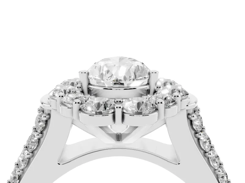Pear-Shaped Large Accent Halo Engagement Ring Setting | Graduated Pavé | Sterling Silver