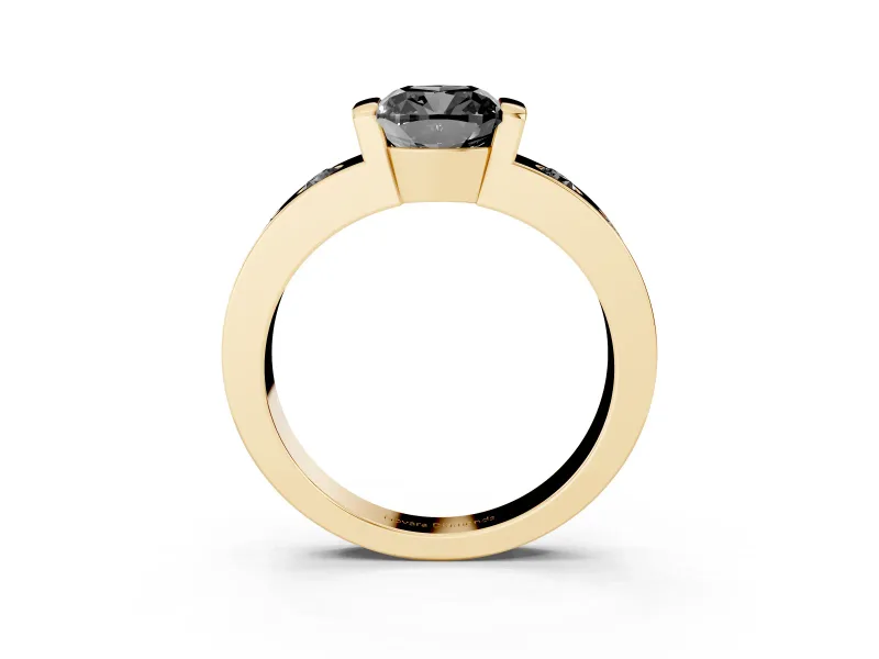 Cushion Cut Tension Style Engagement Ring Setting for a Black Center | Yellow Gold