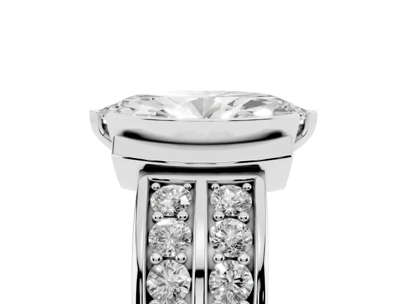 Marquise Half Bezel Engagement Ring Setting | Double Row Channel Band | Platinum