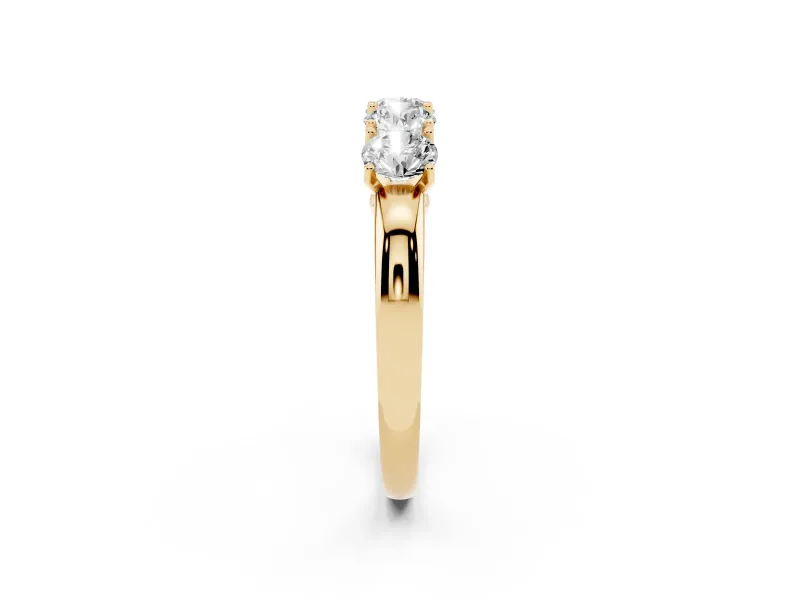 Four-Stone Round Diamond Band Set in Yellow gold with Prong Setting