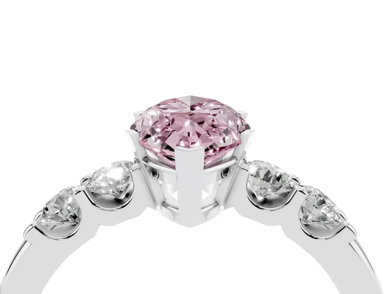 Marquise Five Stone Engagement Ring Setting for a Fancy Pink Lab-Grown Diamond | Platinum