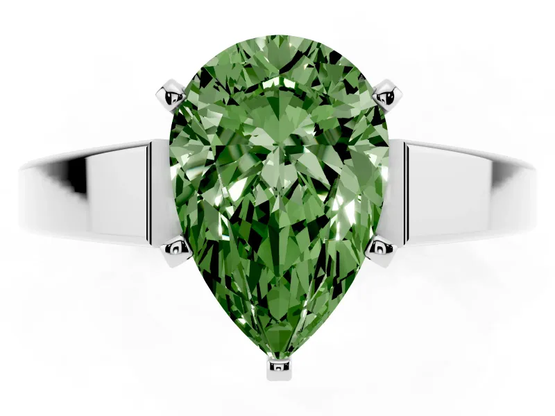 Pear-Shaped Solitaire Engagement Ring Setting for a Fancy Green Lab-Grown Diamond | Platinum