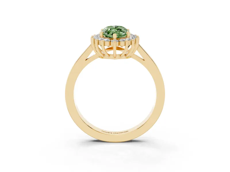 Marquise Scalloped Halo Engagement Ring Setting for a Fancy Green Lab-Grown Diamond | Yellow Gold