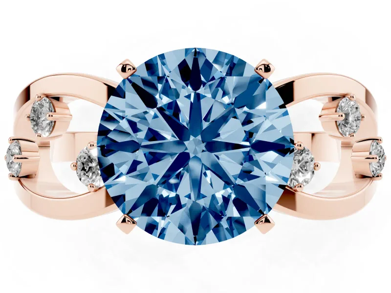 Round Loop Engagement Ring Setting for a Fancy Blue Lab-Grown Diamond | Rose Gold