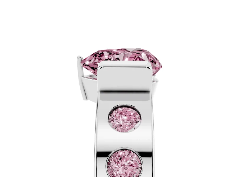 Heart-Shaped Tension Style Engagement Ring Setting for a Fancy Pink Lab-Grown Diamond | White Gold