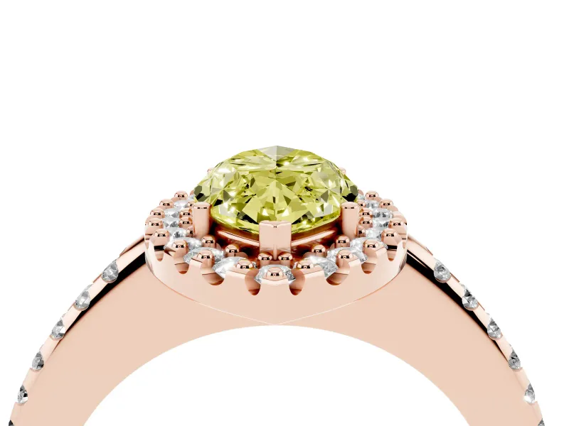 Marquise Pave Halo Engagement Ring Setting for a Fancy Yellow Lab-Grown Diamond | Pave Band | Rose Gold