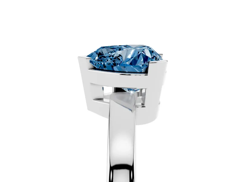 Fancy Blue Heart Cut Diamond Solitaire Ring Set in Silver with Prong Head and Smooth Polished Band