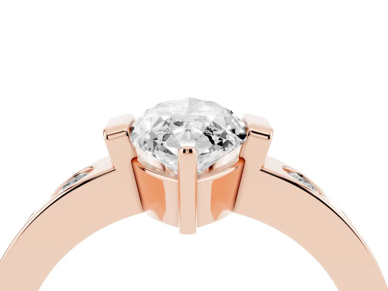 Marquise Tension Style Engagement Ring Setting | Flush Set Accents | Rose Gold