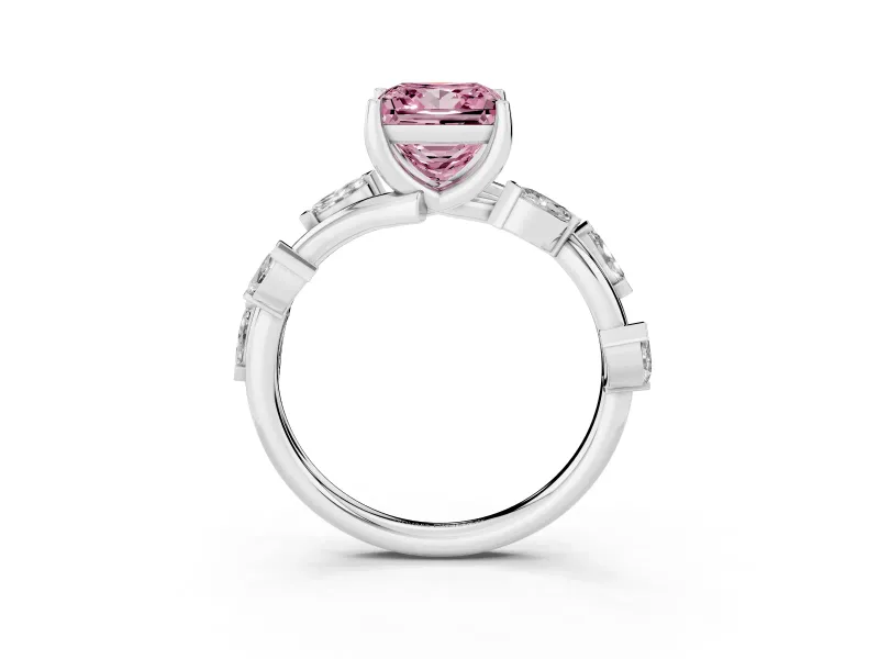 Princess Cut Twisted Vine Engagement Ring Setting for a Fancy Pink Lab-Grown Diamond | Platinum