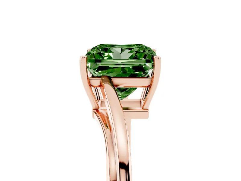 Princess Cut Bypass Solitaire Engagement Ring Setting for a Fancy Green Lab-Grown Diamond | Rose Gold