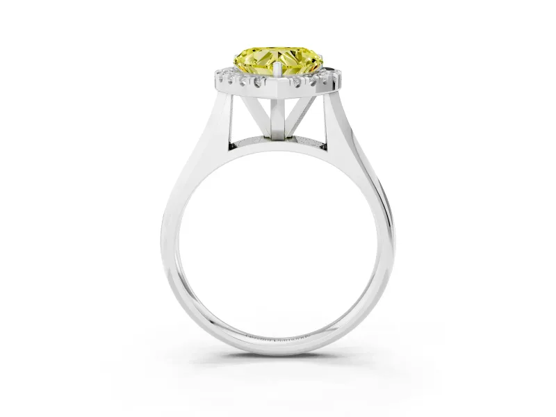 Heart-Shaped Halo Engagement Ring Setting for a Fancy Yellow Lab-Grown Diamond | Square Profile Band | White Gold