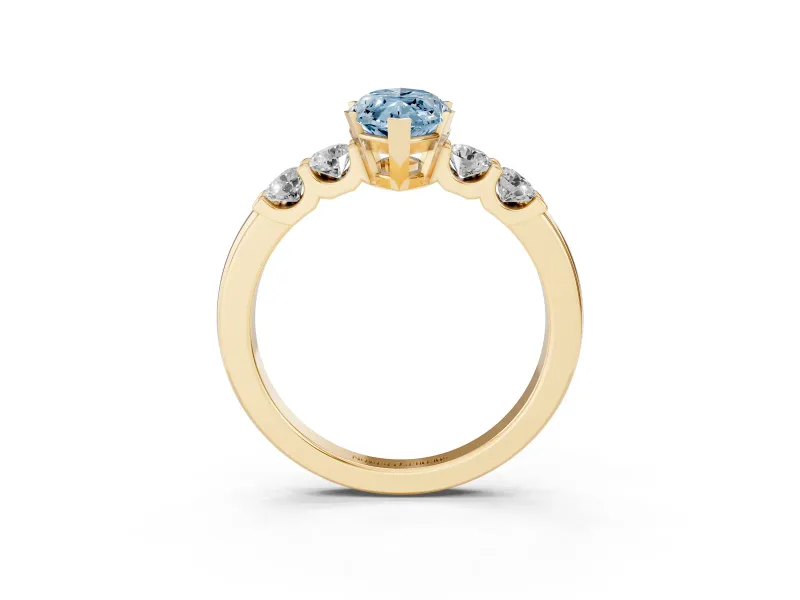 Marquise Five Stone Engagement Ring Setting for a Fancy Blue Lab-Grown Diamond | Yellow Gold