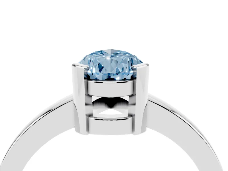 Fancy Blue Pear Cut Diamond Solitaire Ring Set in Silver with Prong Head and Smooth Polished Band