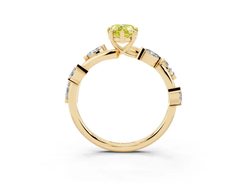 Pear-Shaped Twisted Vine Engagement Ring Setting for a Fancy Yellow Lab-Grown Diamond | Yellow Gold