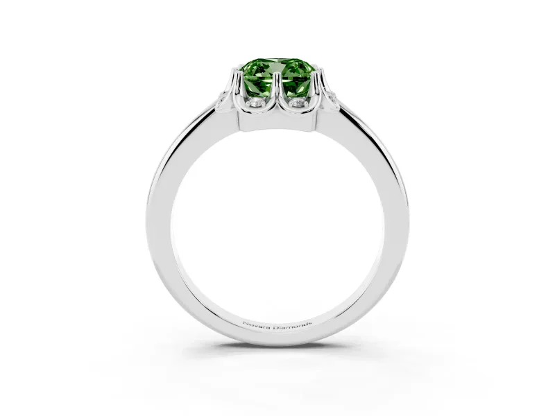 Cushion Cut Petal Halo Engagement Ring Setting for a Fancy Green Lab-Grown Diamond | Sterling Silver