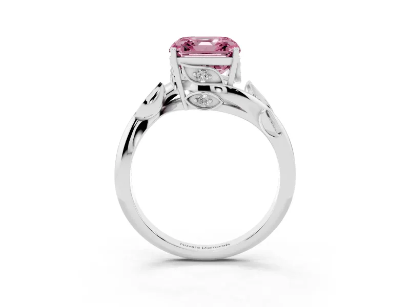 Asscher Cut Twisted Bypass Engagement Ring Setting for a Fancy Pink Lab-Grown Diamond | White Gold