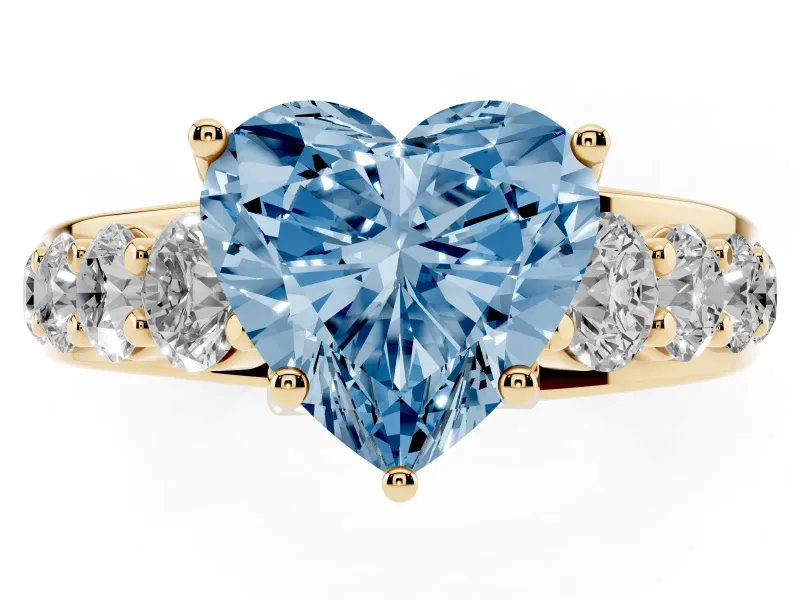 Heart-Shaped Engagement Ring Setting for a Fancy Blue Lab-Grown Diamond | Yellow Gold - Design NV-24645