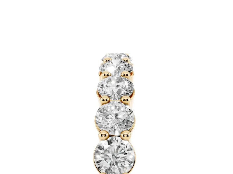 Round Lab-Grown Diamond Prong Set Half Eternity Wedding Band | Raised Row | Yellow Gold