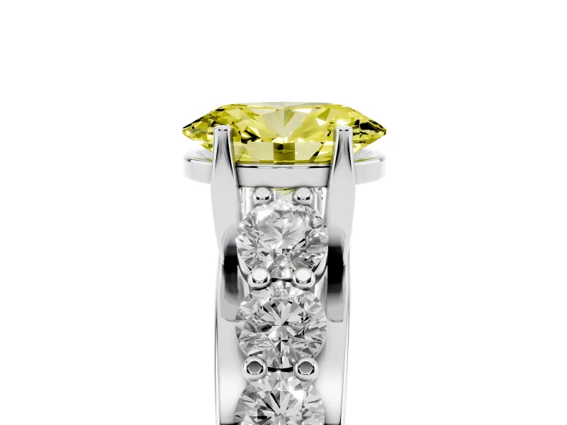 Oval Graduated Engagement Ring Setting for a Fancy Yellow Lab-Grown Diamond | Platinum