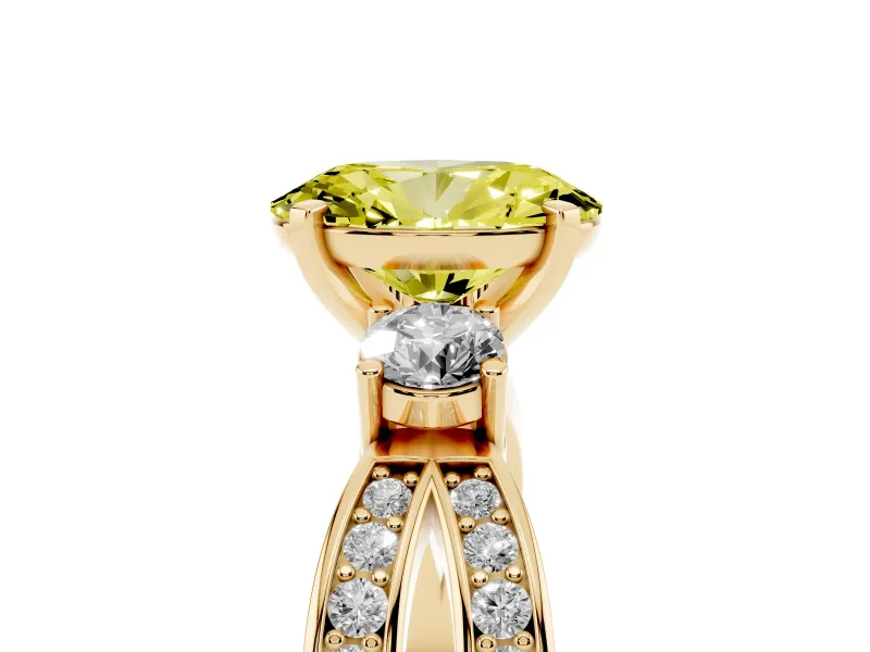 Oval Three-Stone Twist Engagement Ring Setting for a Fancy Yellow Lab-Grown Diamond | Yellow Gold