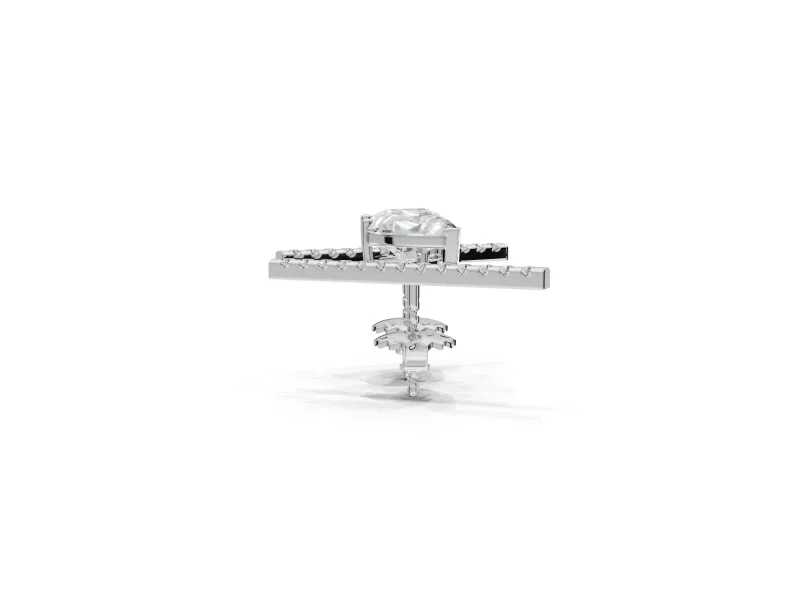 Pear-Shaped Lab-Grown Diamond Bar Stud Earrings | Micro Pavé Line | Platinum