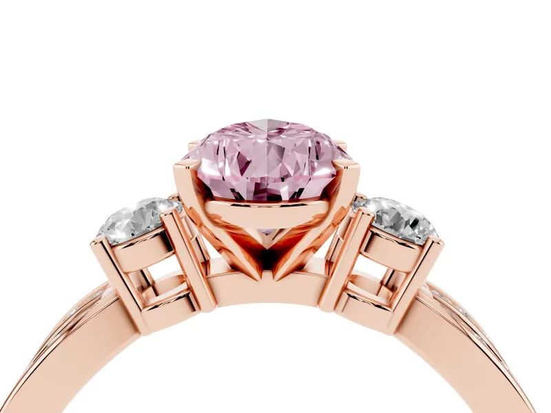 Pear-Shaped Three-Stone Twist Engagement Ring Setting for a Fancy Pink Lab-Grown Diamond | Rose Gold