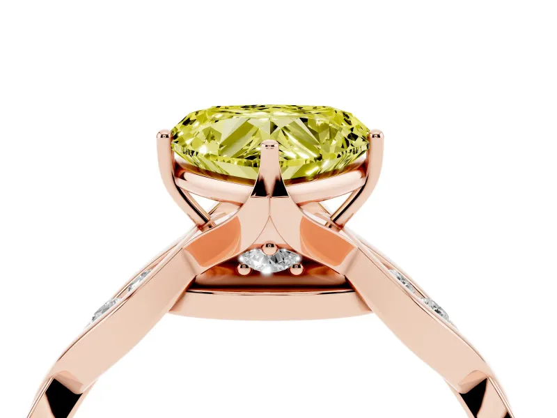 Heart-Shaped Twisted Infinity Engagement Ring Setting for a Fancy Yellow Lab-Grown Diamond | Rose Gold