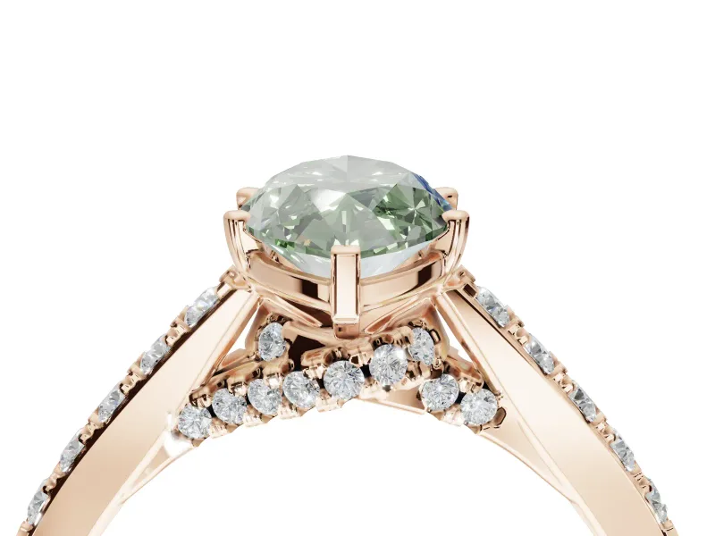 Marquise Pavé Solitaire Engagement Ring Setting for a Fancy Green Lab-Grown Diamond | Crossover Gallery | Rose Gold