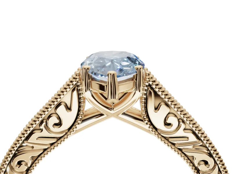 Pear-Shaped Vintage Engagement Ring Setting for a Fancy Blue Lab-Grown Diamond | Yellow Gold - Design NV-24644