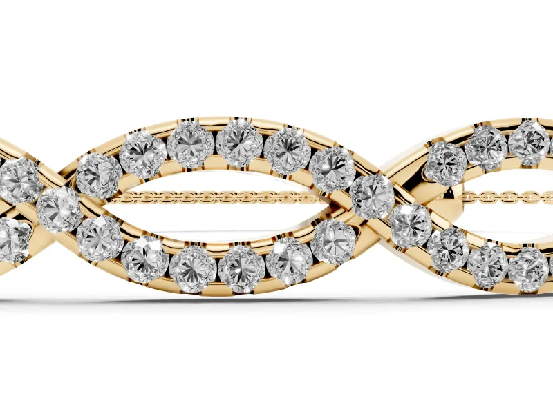 Marquise Diamond Pavé Infinity Chain Bracelet Set in Yellow gold with Bezel Prong Setting