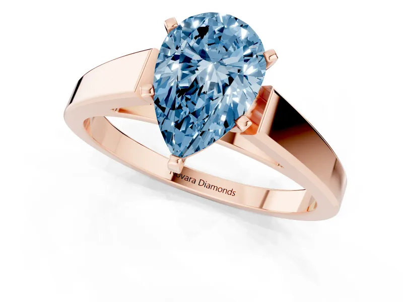 Pear-Shaped Solitaire Engagement Ring Setting for a Fancy Blue Lab-Grown Diamond | Rose Gold