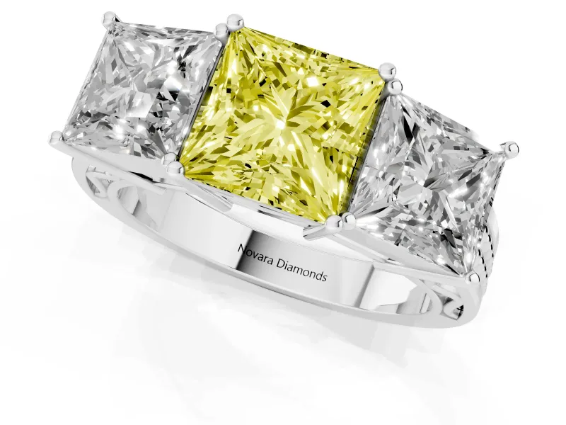 Princess Cut Engagement Ring Setting for a Fancy Yellow Lab-Grown Diamond | Sterling Silver - Design NV-24920
