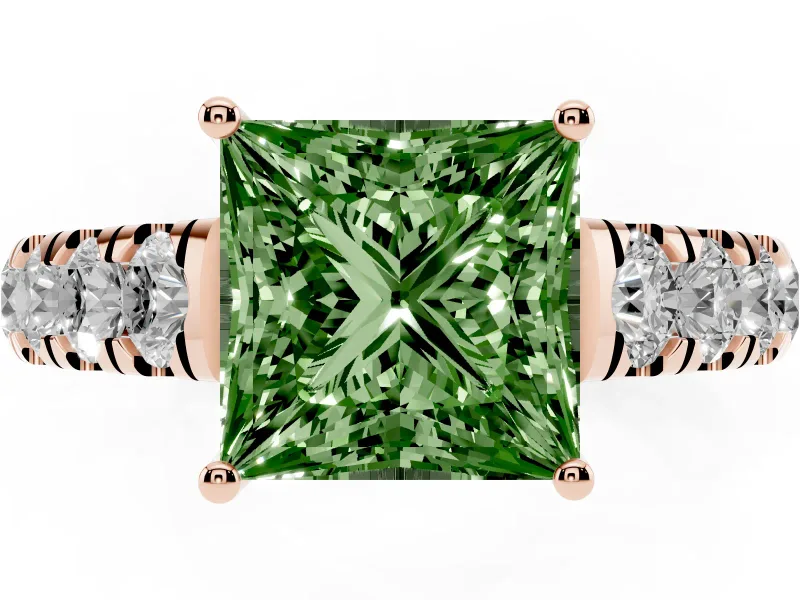 Princess Cut Engagement Ring Setting for a Fancy Green Lab-Grown Diamond | Rose Gold - Design NV-24643