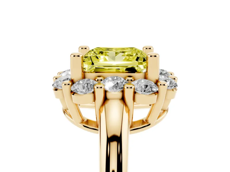 Princess Cut Halo Engagement Ring Setting for a Fancy Yellow Lab-Grown Diamond | Yellow Gold - Design NV-24726