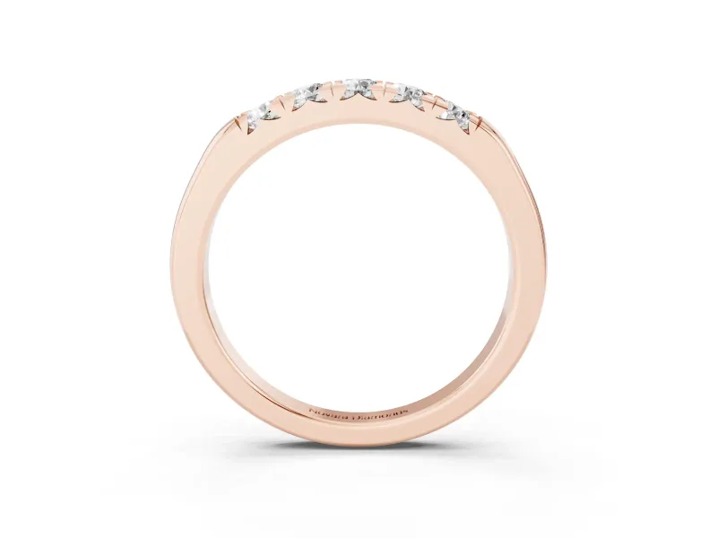 Round Diamond Half Eternity Band Set in Rose gold with Channel Setting