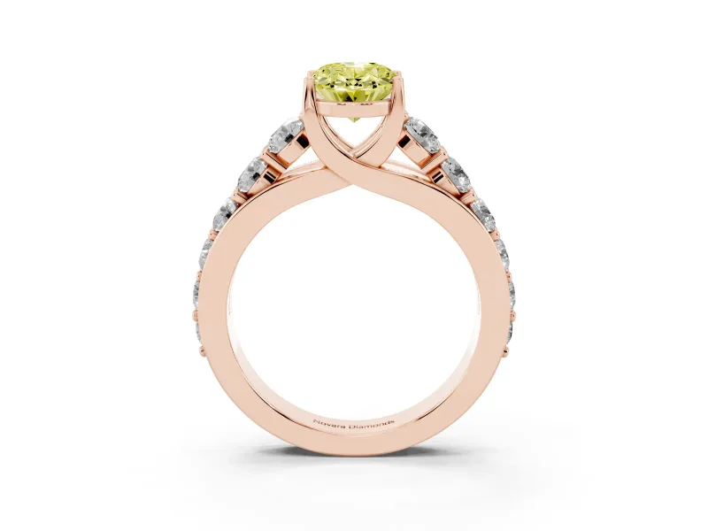 Oval Graduated Engagement Ring Setting for a Fancy Yellow Lab-Grown Diamond | Rose Gold