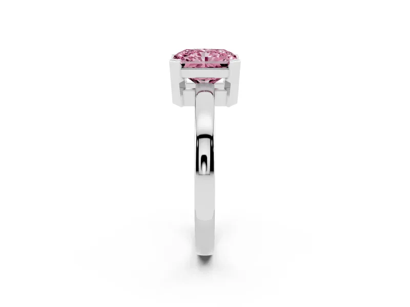 Radiant Cut Solitaire Engagement Ring Setting for a Fancy Pink Lab-Grown Diamond | Flat Tab Prongs | White Gold