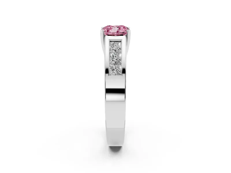 Cushion Cut Channel-Set Engagement Ring Setting for a Fancy Pink Lab-Grown Diamond | Platinum