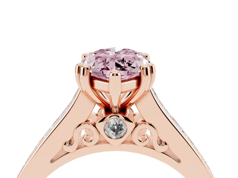 Marquise Channel Set Solitaire Engagement Ring Setting for a Fancy Pink Lab-Grown Diamond | Princess Channel | Rose Gold